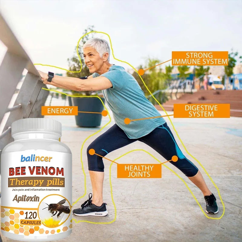 Premium Bee Venom Extract Capsules, Immune Boosting, Antioxidant, Joint and Bone Supplement, Non-GMO, 120 Capsules