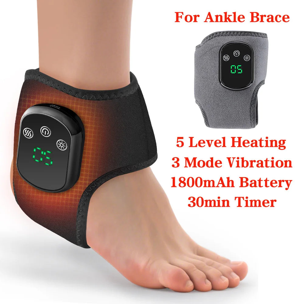 Electric Ankle Massager Hot Compress Vibration Ankle & Wrist Massage Wrap for Joint Protection Ankle Support Brace Wristband