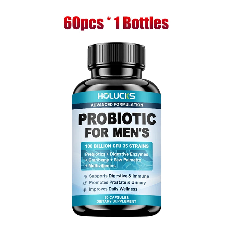 HOLUCKS Men's Probiotic Supplement with Prebiotics & Enzymes, Support Gut Health, Immune System & Daily Overall Wellness for Men