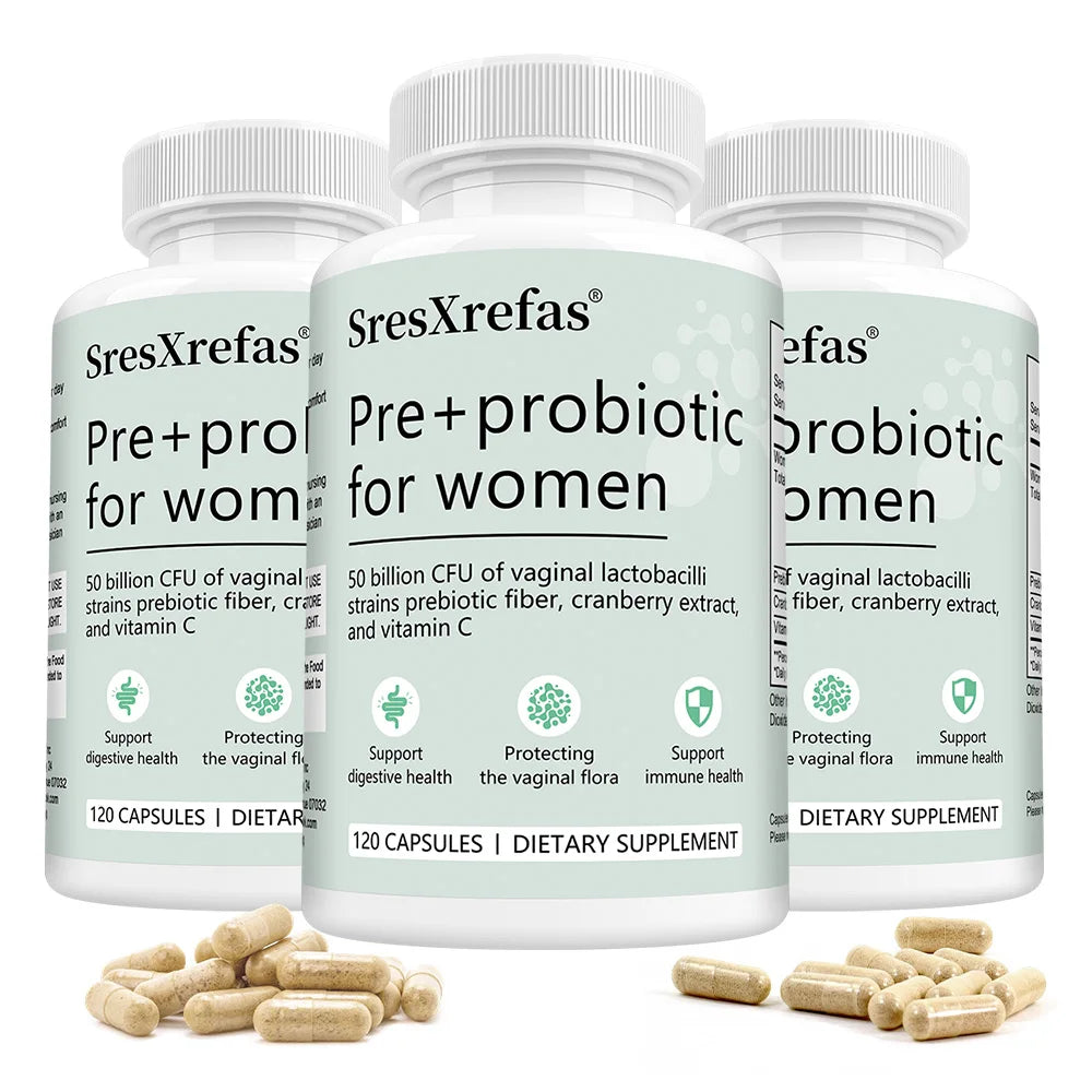 Pre+probiotic Capsules for Women, with Vitamin C, Cranberry Extract, Support Digestive Health, Protecting The Vaginal Flora