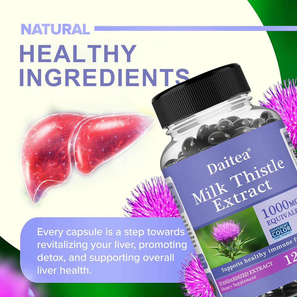 Natural Milk Thistle Supplement - Detoxifying and Cleansing for Men and Women, Liver Health and Supports Liver Function