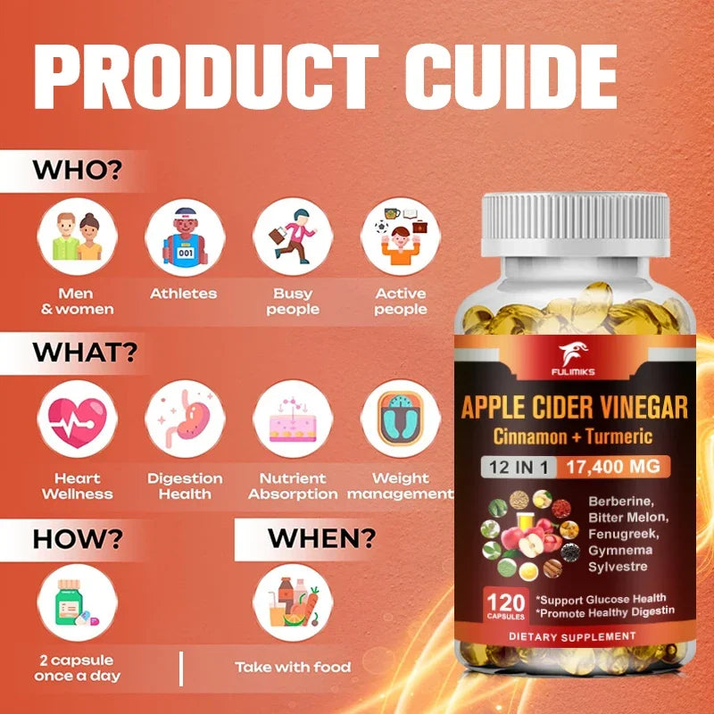 Buy 1 Get 1 Free! Premium Apple Cider Vinegar Supplement, for Natural Weight Management, Digestion Aid & Blood Sugar, Non-GMO