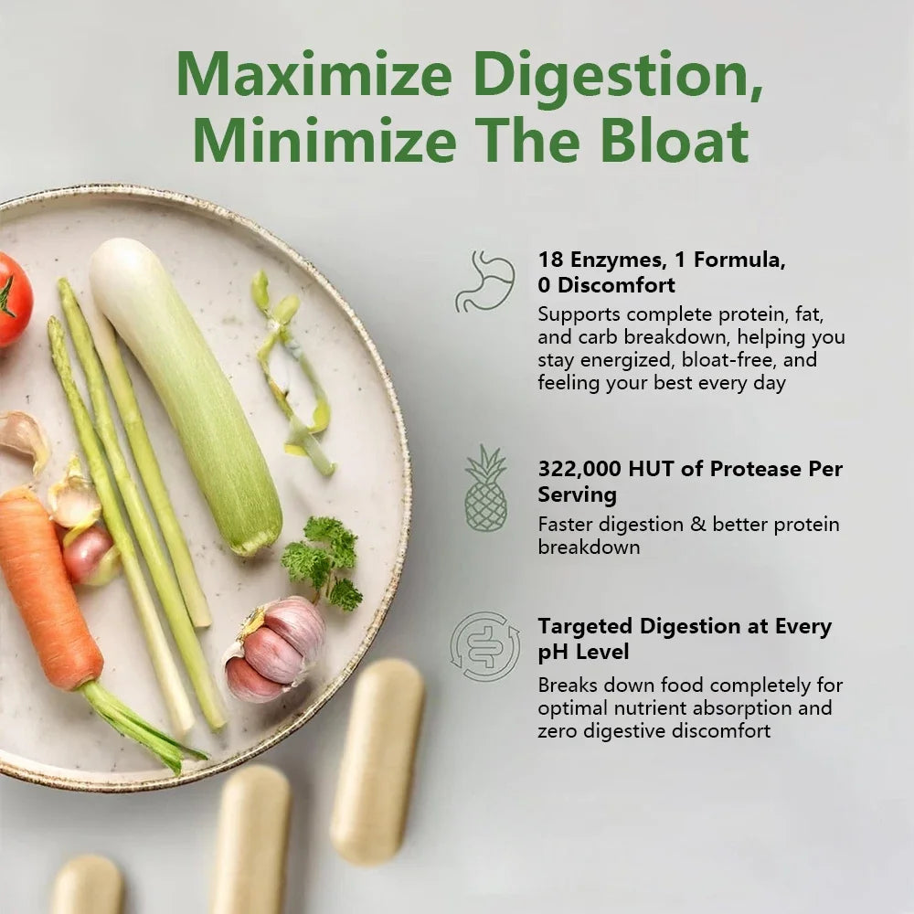 Digestive Enzyme Supplement-Supports Nutrient Absorption, Gut Health, Boosts Immunity, Non-GMO, Suitable for Both Men and Women