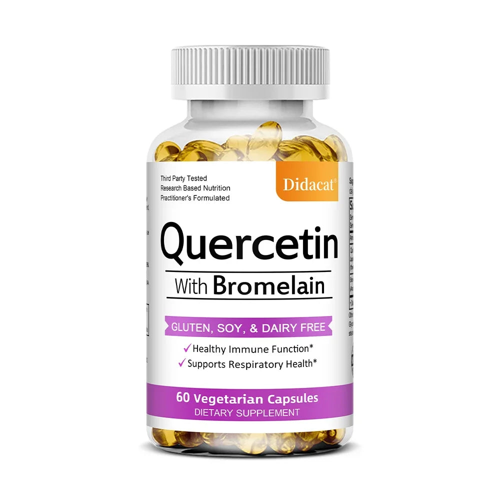 Quercetin with Bromelain Supplement, Enhance Immunity Respiratory, Antioxidant and Help Maintain Cardiovascular Health