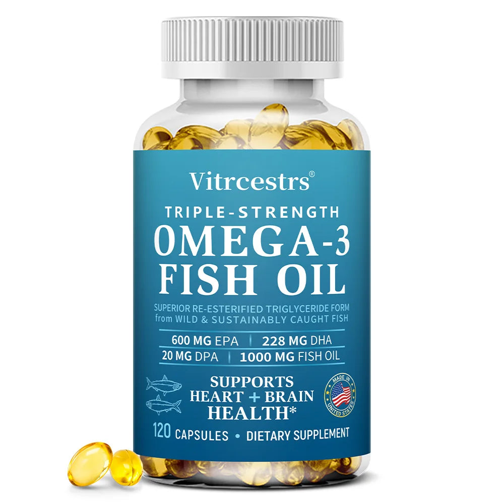 Omega 3 Fish Oil Supplement - Boosts Immunity and Promotes Joint, Eye and Skin Health, Beneficial for Brain and Heart Health