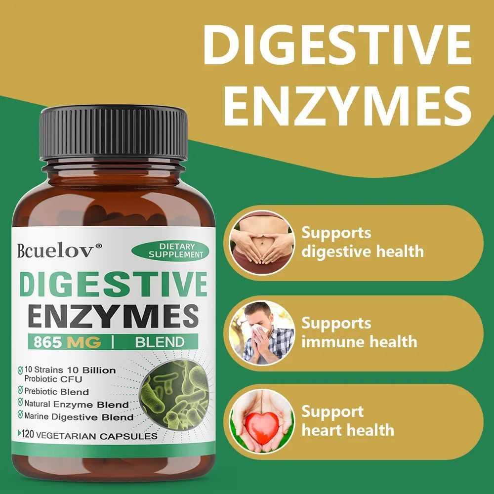 Digestive Enzymes Supplement - Digestion and Intestinal Health for Adults Men and Women, Promotes Nutrient Absorption