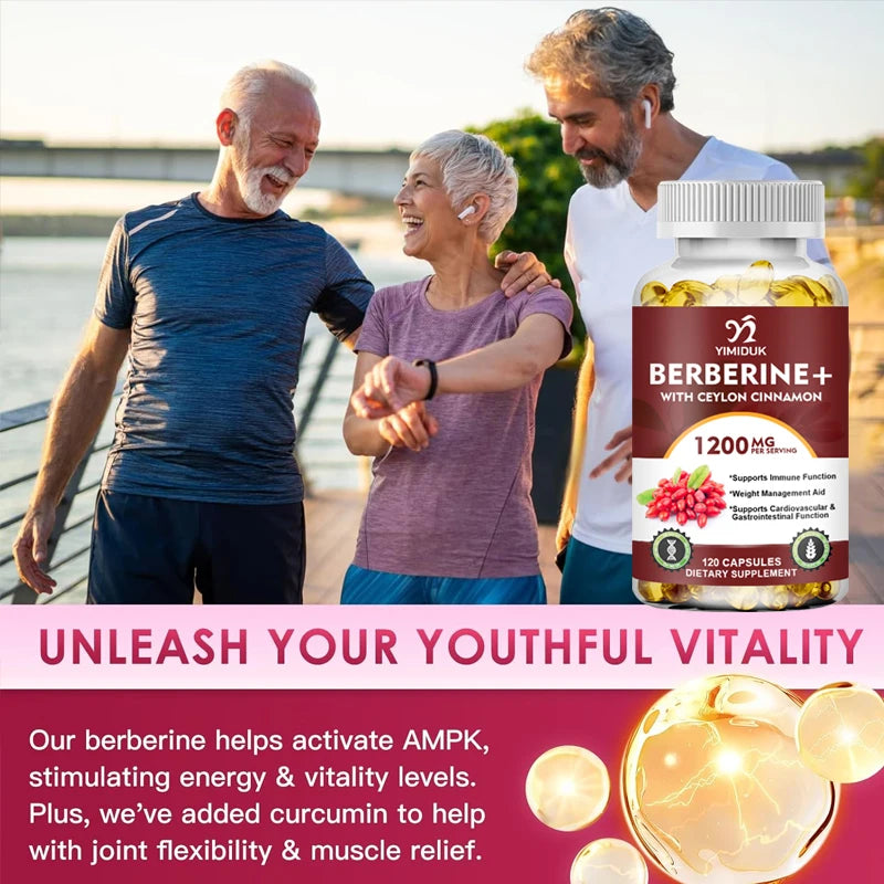 Premium Berberine + Ceylon Cinnamon Supplement, Supports Cardiovascular Health, Glucose Balance, Immunity & Digestive Wellness